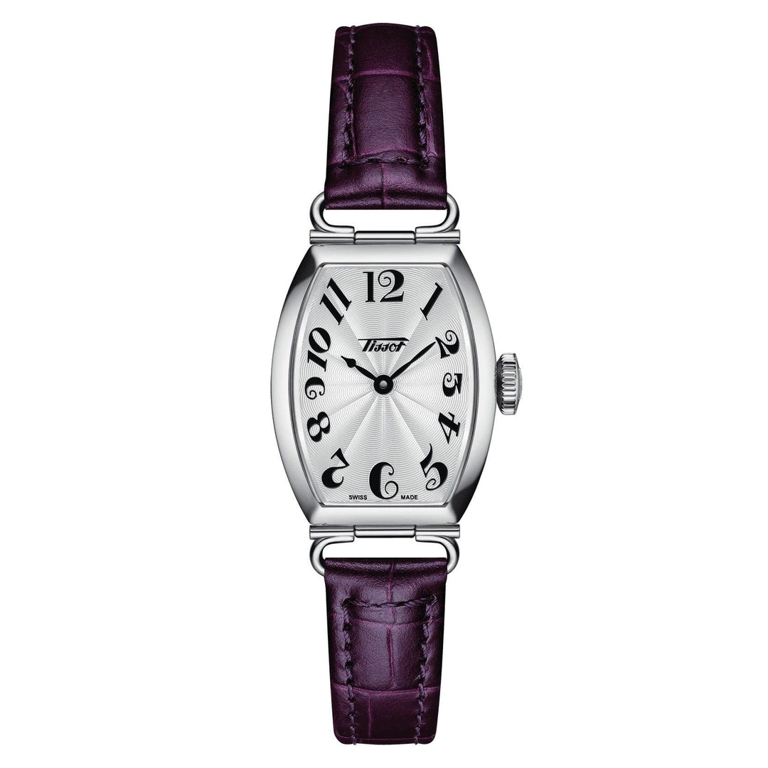 Tissot orologio donna Heritage Porto Small Lady 22x30mm quarzo acciaio e pelle porpora T128.109.16.032.00 - Gioielleria Capodagli