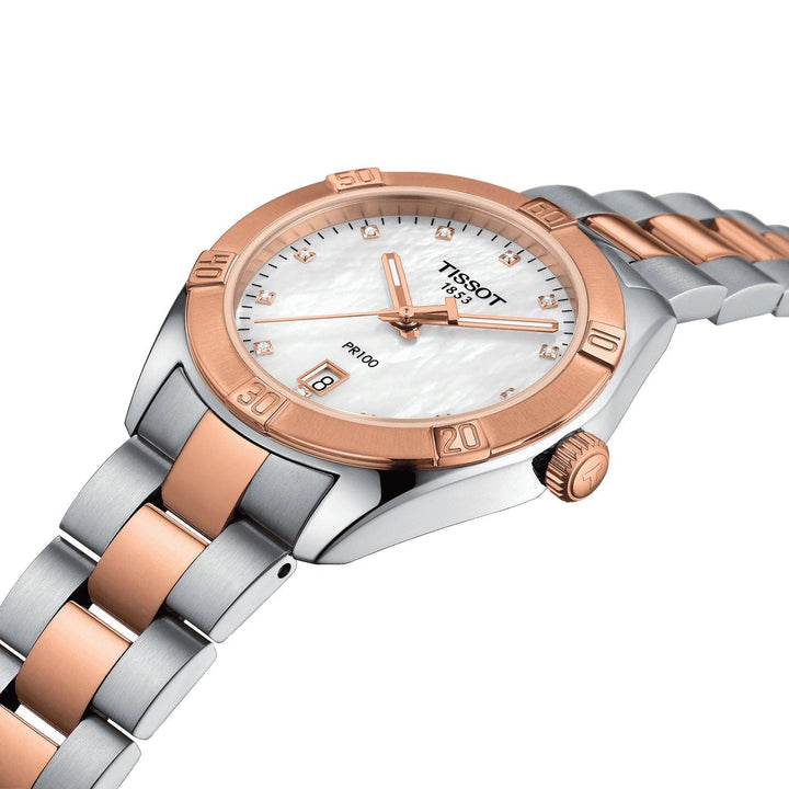 Tissot orologio PR 100 Sport Chic 36mm madreperla quarzo acciaio finitura PVD oro rosa T101.910.22.116.00 - Capodagli 1937