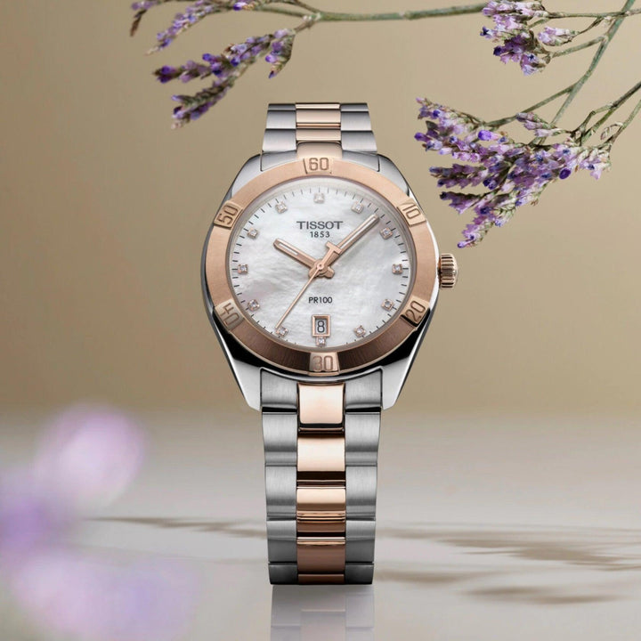 Tissot orologio PR 100 Sport Chic 36mm madreperla quarzo acciaio finitura PVD oro rosa T101.910.22.116.00 - Capodagli 1937
