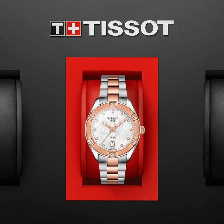 Tissot orologio PR 100 Sport Chic 36mm madreperla quarzo acciaio finitura PVD oro rosa T101.910.22.116.00 - Capodagli 1937