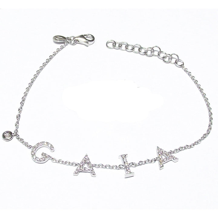 World Diamond Group bracciale con nome GAIA in oro bianco 18kt 2,30g con diamanti 0,17ct colore G purezza VVS 0002BR - Gioielleria Capodagli