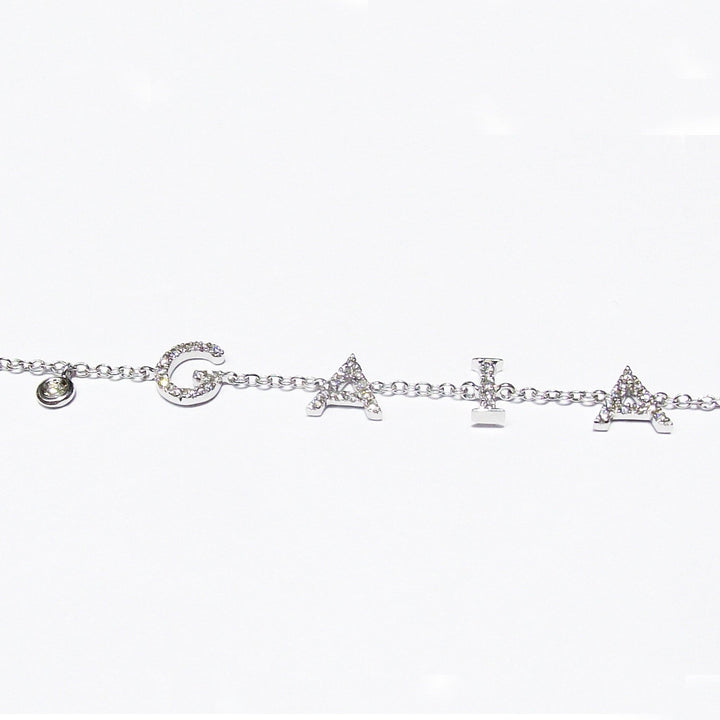 World Diamond Group bracciale con nome GAIA in oro bianco 18kt 2,30g con diamanti 0,17ct colore G purezza VVS 0002BR - Gioielleria Capodagli