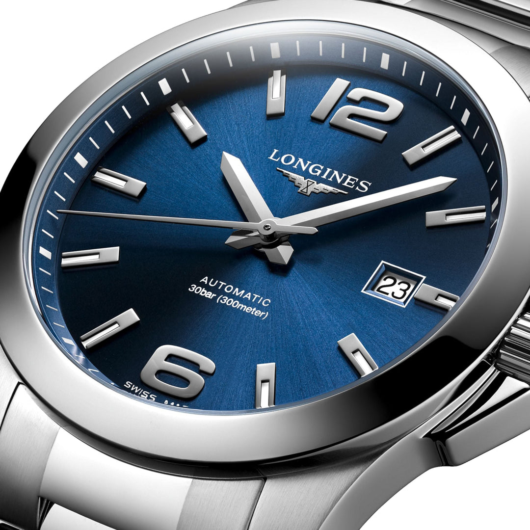 לונגינס כיבוש 41 מ"מ שעון פלדה כחולה אוטומטית L3.777.4.99.6